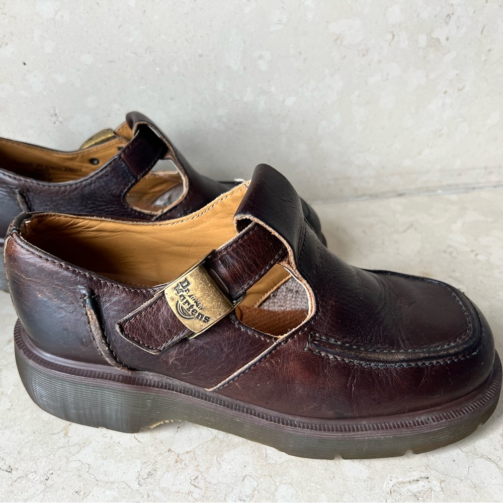 Dr Martens 8469 Brown Leather Platform buckle Shoes